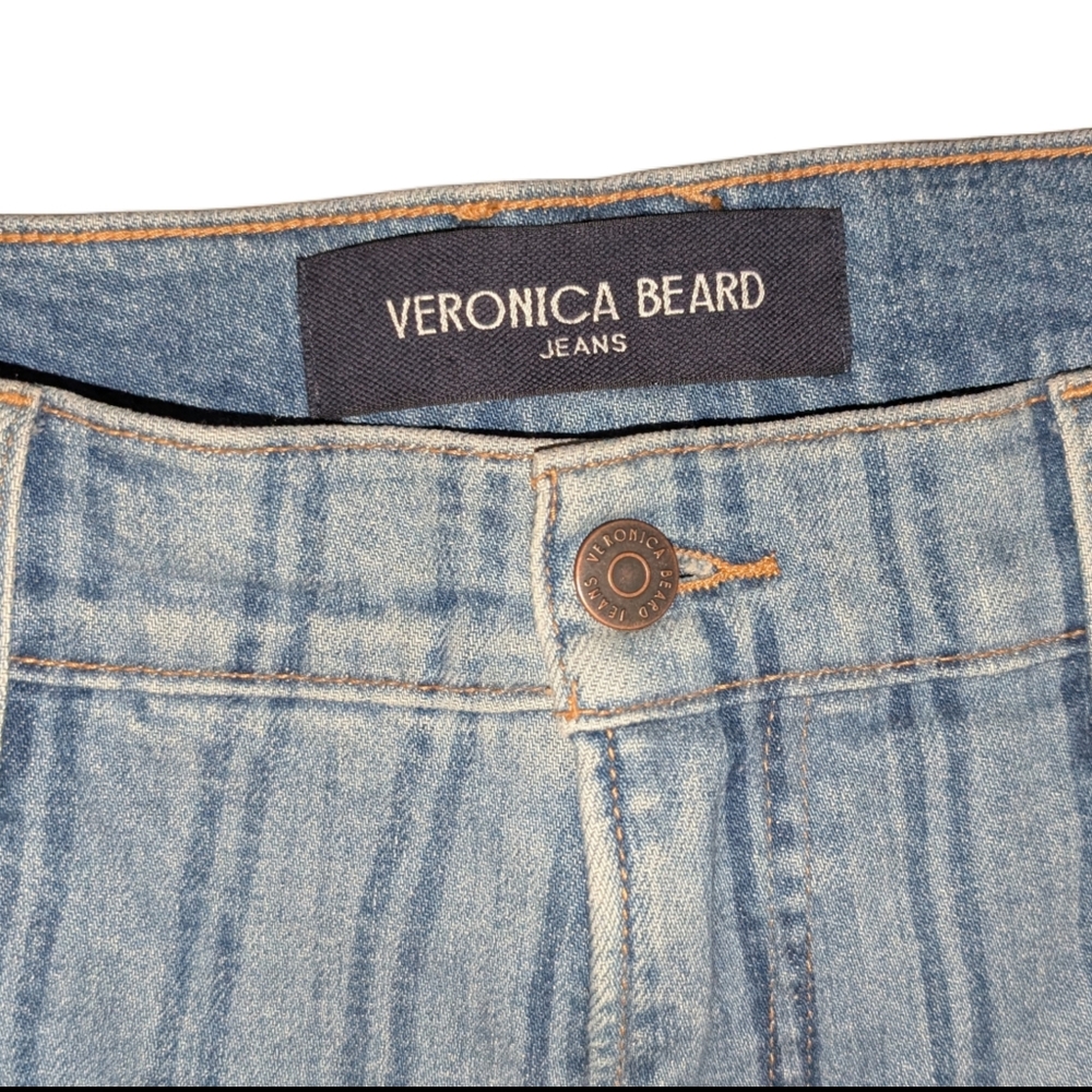 Veronica Beard Crosbie Wide Leg Striped Loafer High Rise Jean, Size 32 - Picture 5 of 11